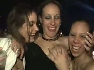 Shameless burning tarts show their boobs in this amateur porn in club