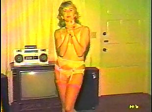 Vintage homemade striptease porn from a pretty blonde wife